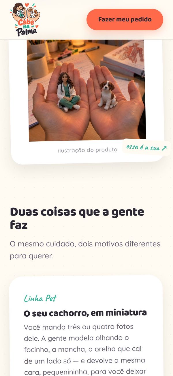 Site da Cabe na Palma no celular